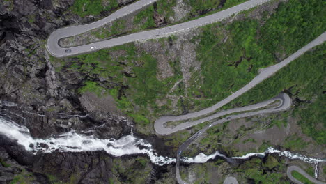 Bird's-eye-Aerial-view-showing-the-tight-hairpin-bends-of-the-Trollstigen-road-in-Norway