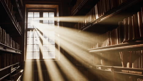 sunlight illuminating an old library