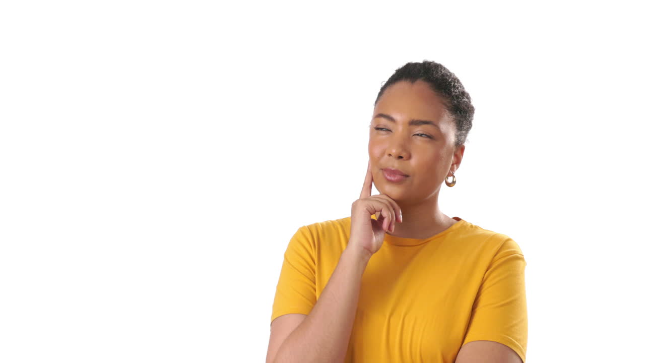 Thinking, mockup and woman from Spain