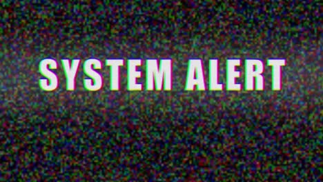 System alert text against tv screen in background