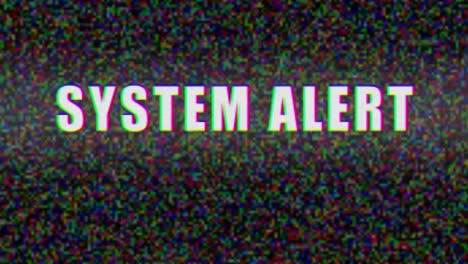 system alert text against tv screen in background