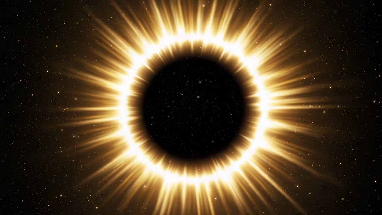 Stunning Images Capturing the Ethereal Beauty of a Solar Eclipse with Radiant Golden Rays Emanating from a Dark Center Amidst the Cosmic Background