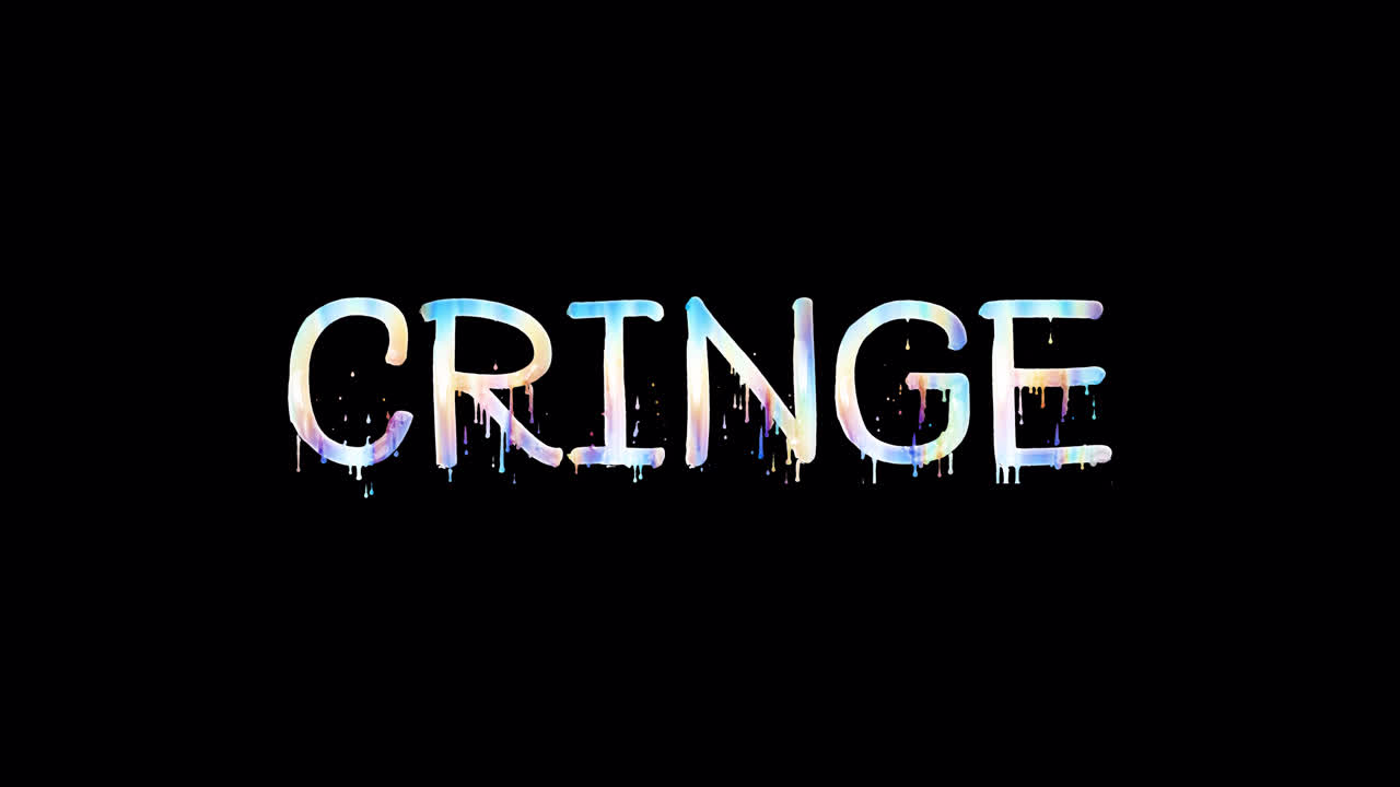 Colorful Dripping 'CRINGE' Text Animation on Black Background