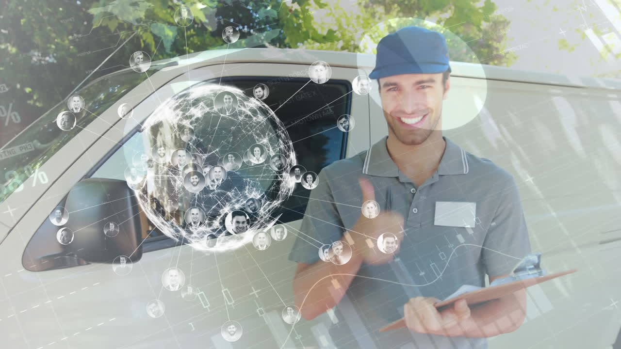 클립보드와 함께 배달 남자에 대한 연결의 지구의 애니메이션