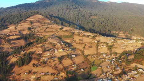 Drone-Aerial-Footage-of-mountains-of-El-Rosario,-Michoacan,-Mexico-during-sunset