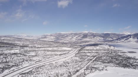 winter silverthorne forest, i-70 highway and mountains