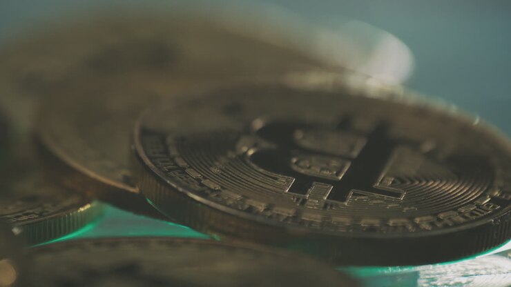 Monete Bitcoin da vicino