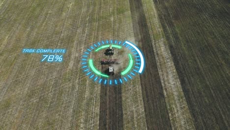 tractor arando y fertilizando los campos agrícolas en la primavera