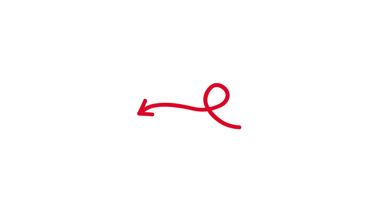 Animated Red Arrow Drawing and Pointing Left on White Background