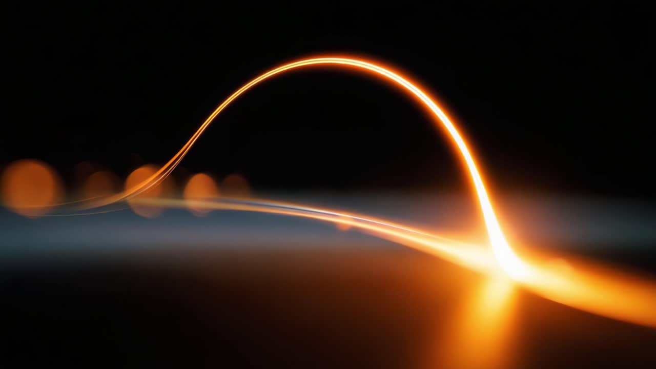 Captivating Glow: An Ethereal Journey Through a Radiant Curve of Light, Showcasing the Dance of Illuminating Rays in a Darkened Space