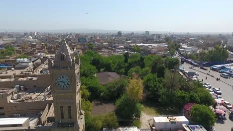 aerial footage of archaeological citadel of erbil