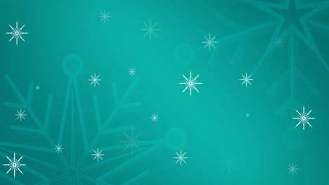 Animation-of-snowflakes-falling-on-green-background