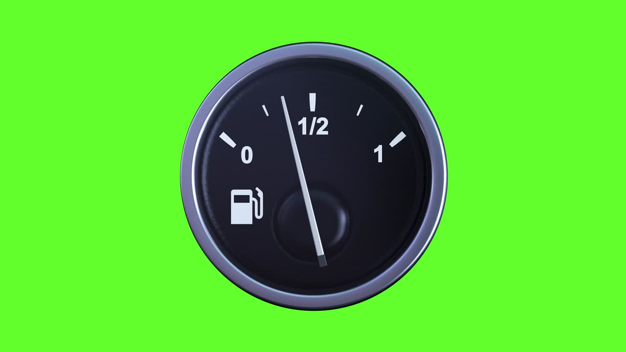 연료 크 센서는 녹색 배경에서 0에 있습니다.