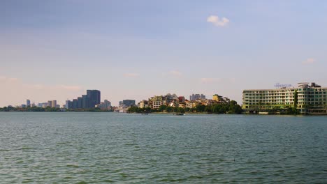 Tay-Ho-Lake,-the-island-of-Yeh-Phu-and-the-wider-view-of-Hanoi-city