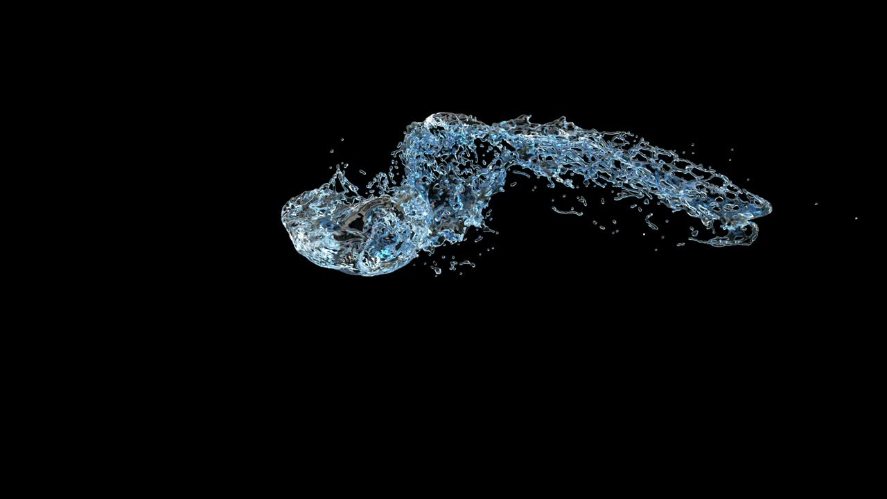 파란 물방울이 검은 액체 흐름에 스프래시 액체 예술 슈퍼 느린 모션 1000fps 4k