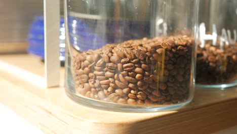 coffee beans in glass jars