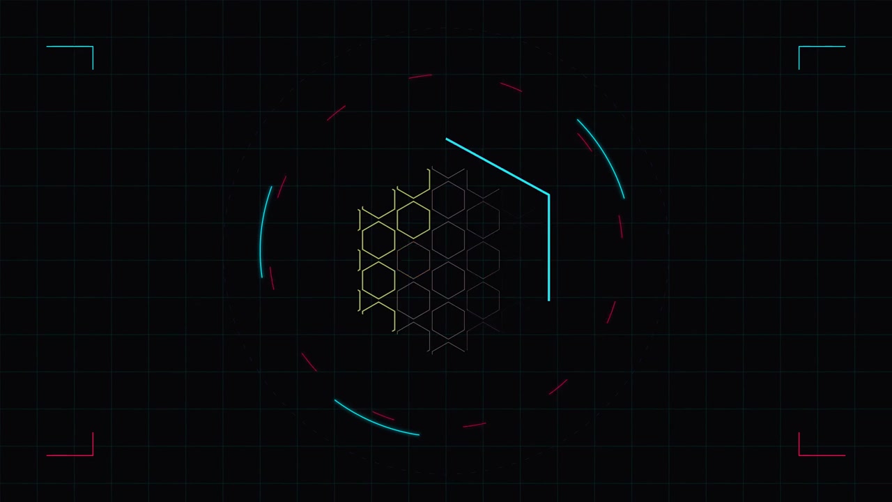 Abstract Digital Hexagonal Grid Animation on Dark Background
