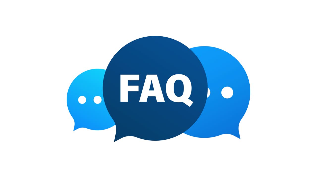 preguntas frecuentes faq estandarte. computadora con iconos de preguntas. gráficos en movimiento.