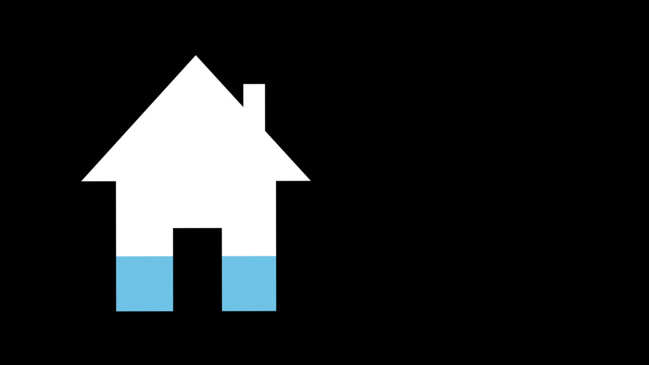 푸른 집이 가득 차 있습니다.