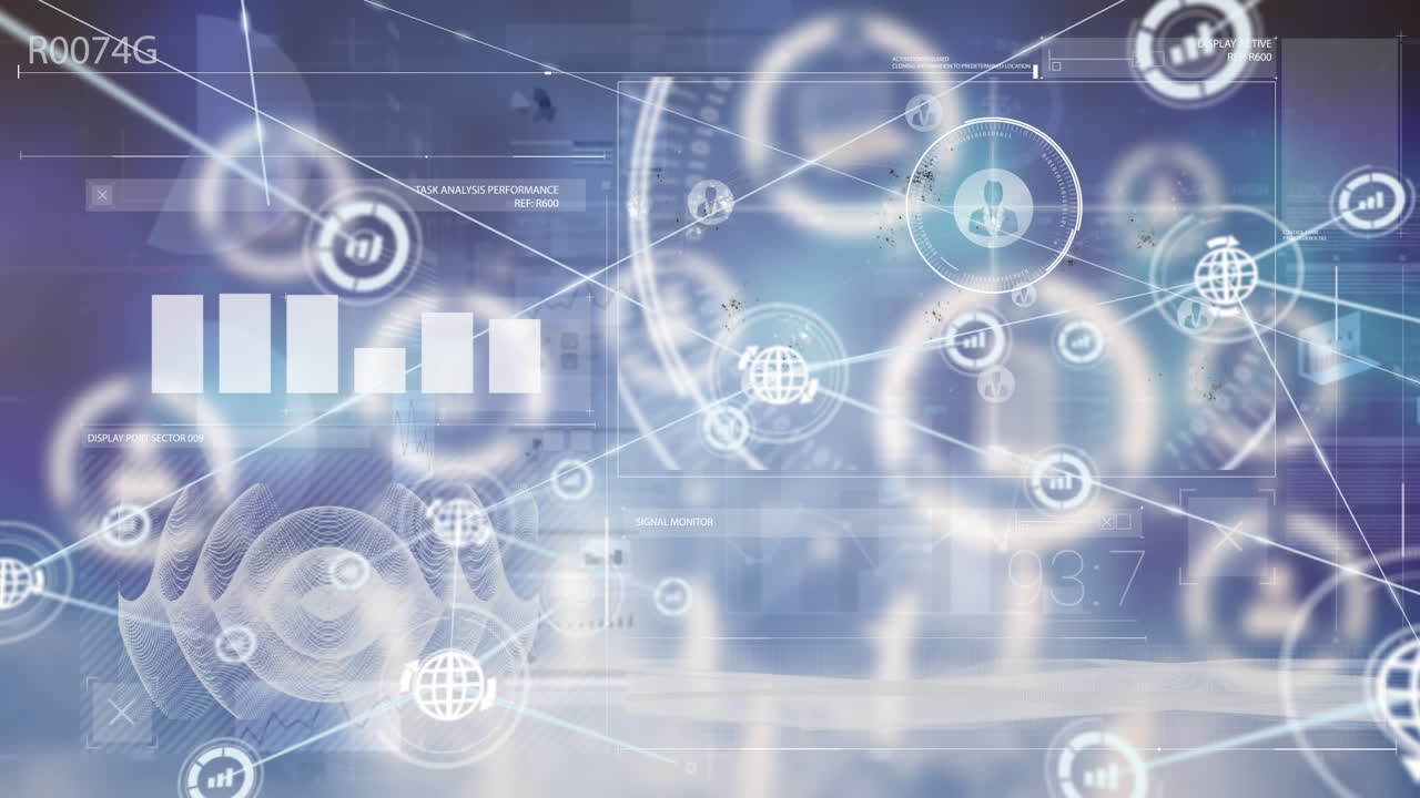 연결 네트워크를 통해 데이터 처리의 애니메이션