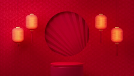 escenario vacío con fondo de estilo chino, renderización en 3d.