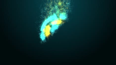 animación 4k. el logotipo revela desde las partículas. desplazamiento de ruido.