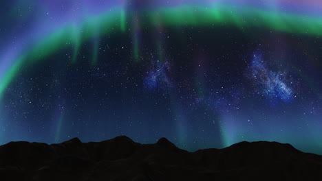 aurora boreal sobre las montañas