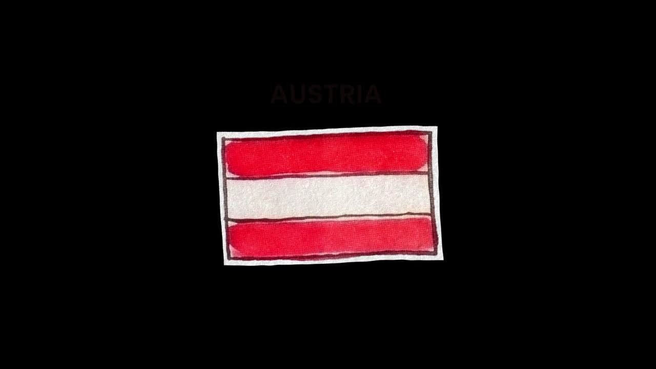 Hand-Drawn Austrian Flag on Black Background