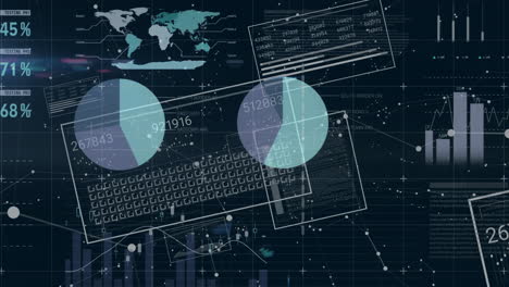 animation of financial data processing over black background