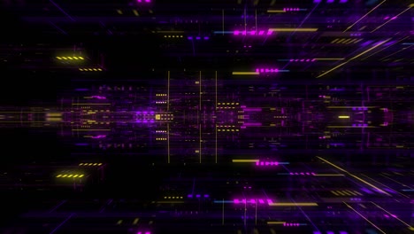 vuelo sin problemas a través de circuitos abstractos con fondo de cuadrícula digital