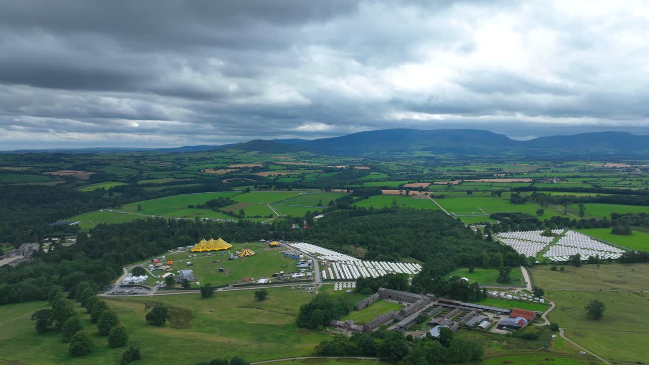 Ireland Epic Locations Aerial time lapse of music festival site in the shadow of Comeragh Mountains