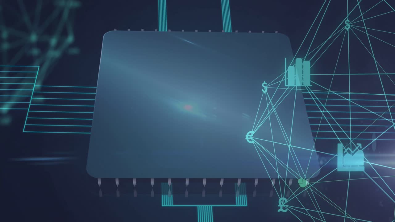 화면 위에 회전하는 아이콘으로 연결 네트워크의 애니메이션