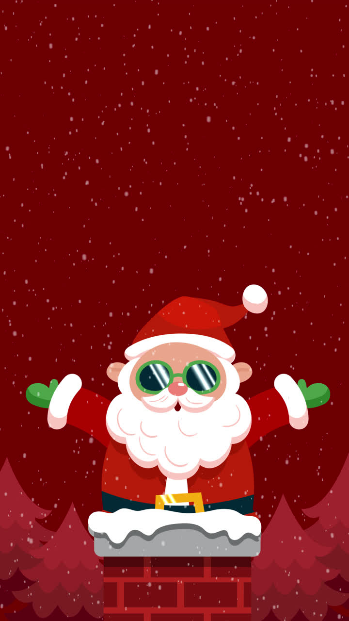 Babbo Natale con occhiali da sole sul camino