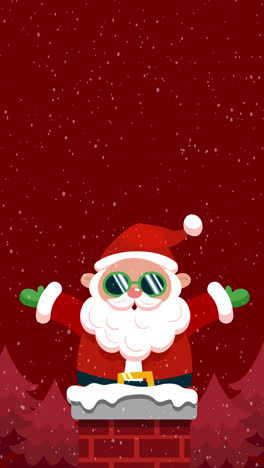 santa claus with sunglasses on chimney