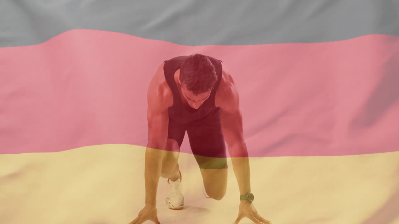 animación de la bandera de alemania sobre el corredor caucásico