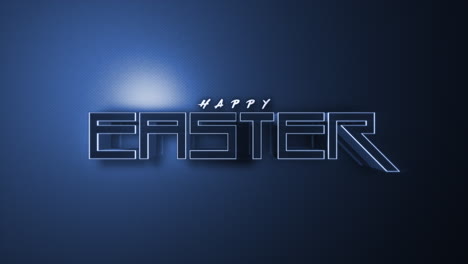 futuristic blue 3d happy easter text illuminated in celebration