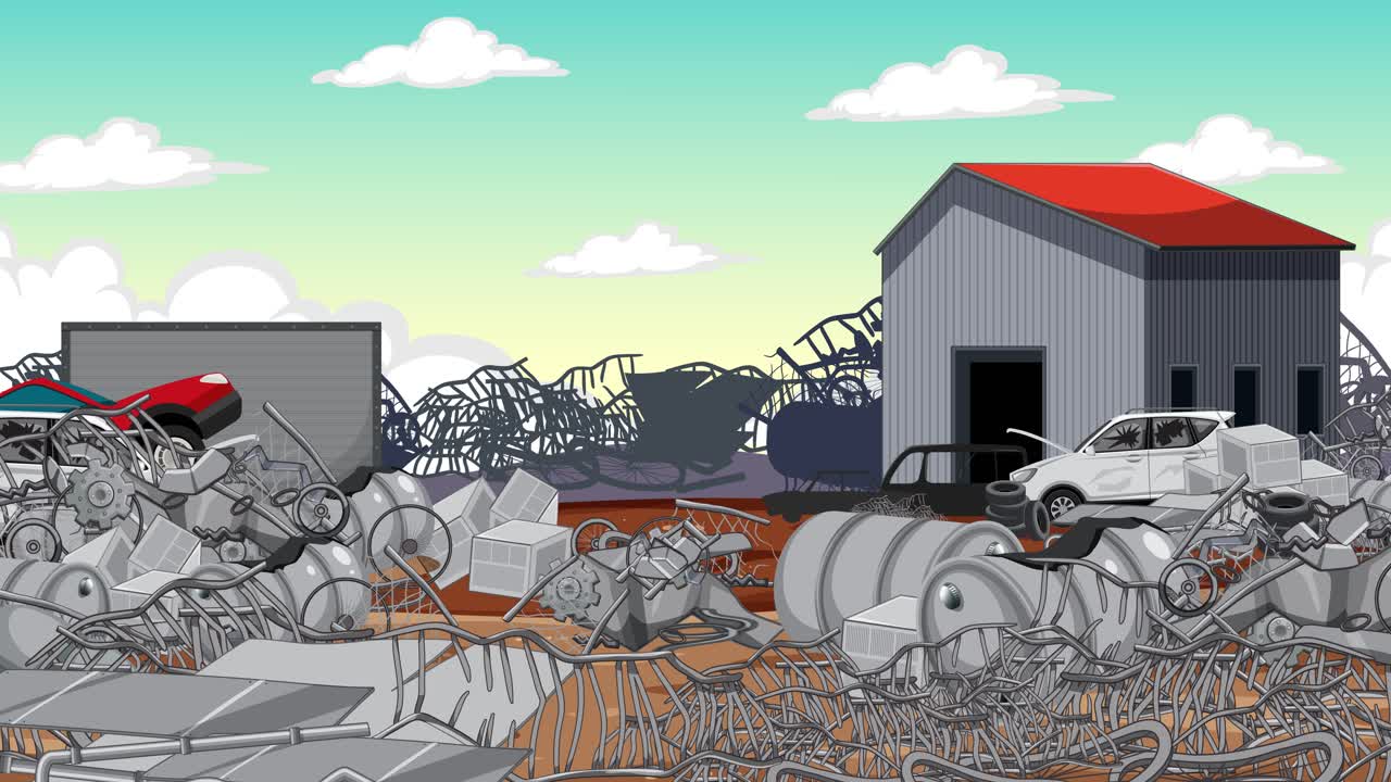 스크야드 애니메이션 시스에서 크레인 리프팅 자동차