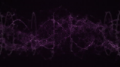 animación de una cadena de adn girando sobre fuegos artificiales púrpuras