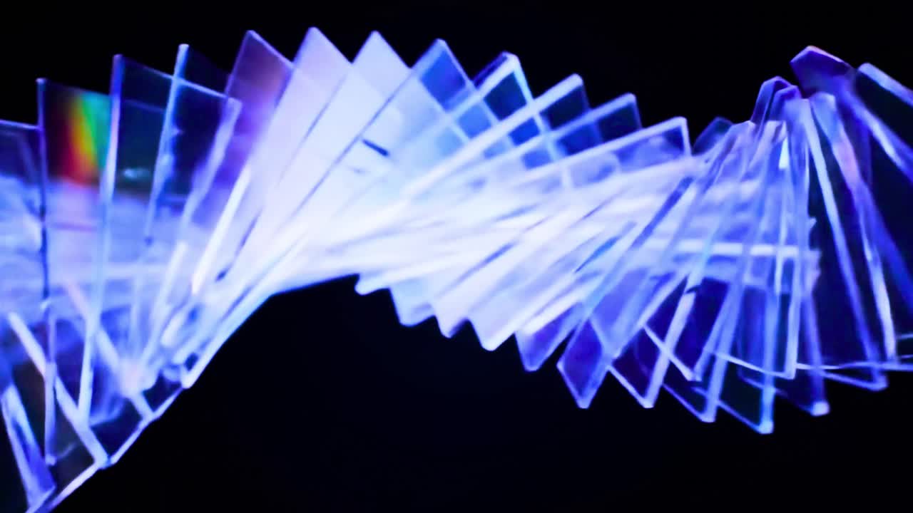Abstract Geometric Spiral Structure Rotating with Blue Light