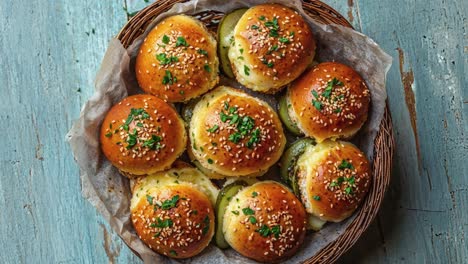 mini deslizadores con pepino y queso