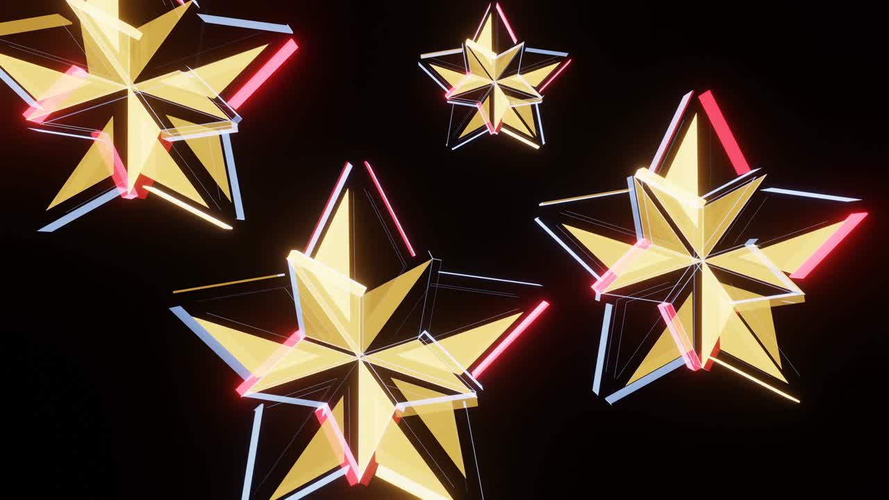 vj 루프 추상적인 배경 회전 네온 반이는 별.