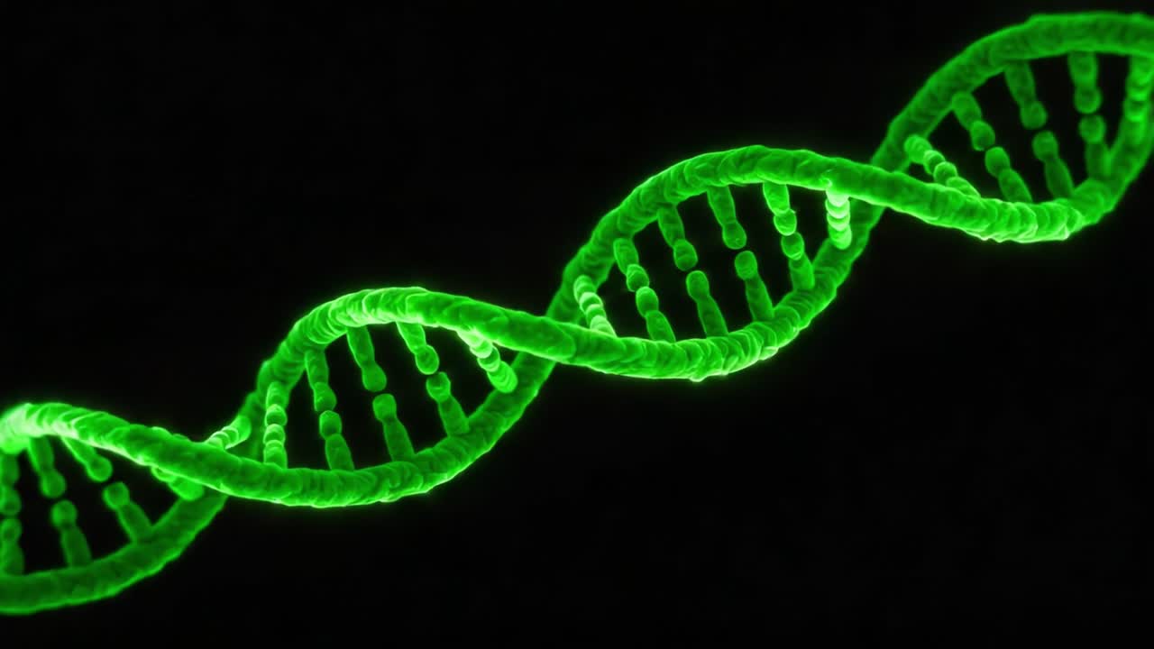 Visualizing the Double Helix Structure of DNA: An Intriguing Look at Genetic Material Through Glowing Green Imagery Representing Life's Blueprint