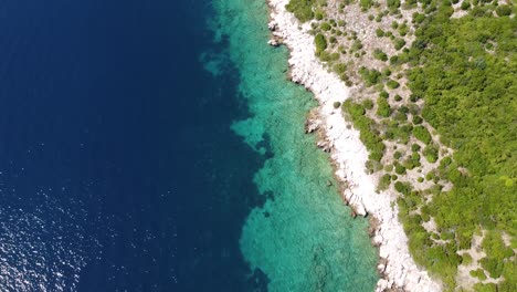 aerial drone view of the coastline and adriatic sea at dalmatia, croatia