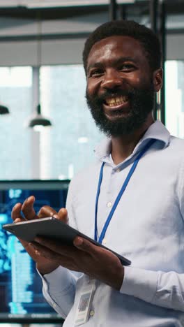 vertical video happy programmer designing and developing software applications