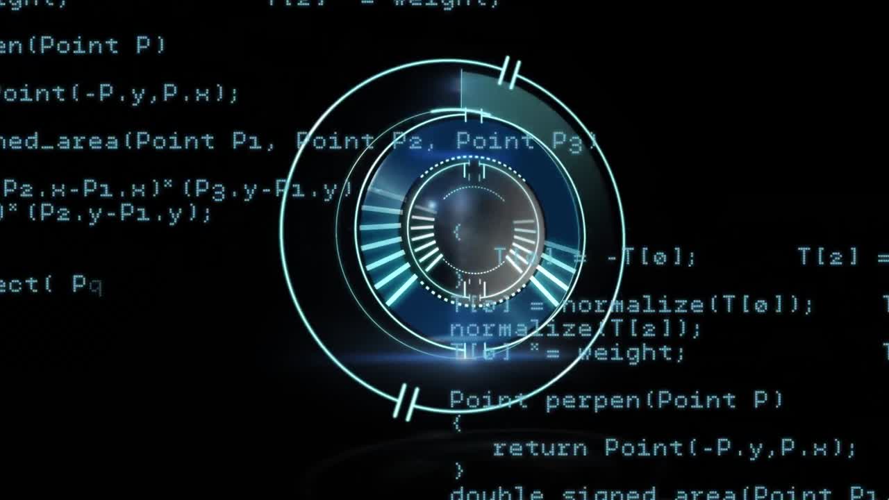 Animation of scope scanning lock over data processing on black background