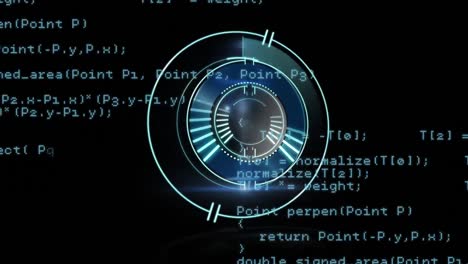 animación del bloqueo de escaneo de alcance sobre el procesamiento de datos sobre fondo negro