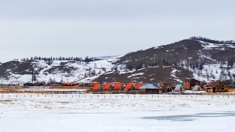 Frozen Lake Khovsgol And Rural Town Of Khatgal, Mongolia