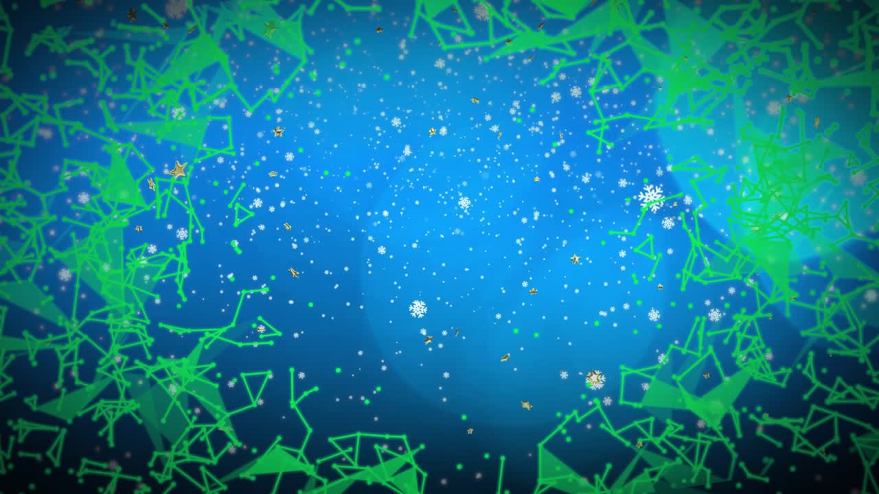 On opening, teal orbs pulsing, gold and white shapes swirling, green lines expanding forming frame