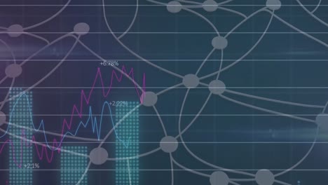 Animation-Von-Diagrammen-Und-Verbindungsnetzwerken-Im-Dunkelgrauen-Raum