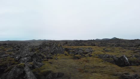 Sharp-jagged-rock-lava-formations-in-stark-nordic-landscape,-Iceland